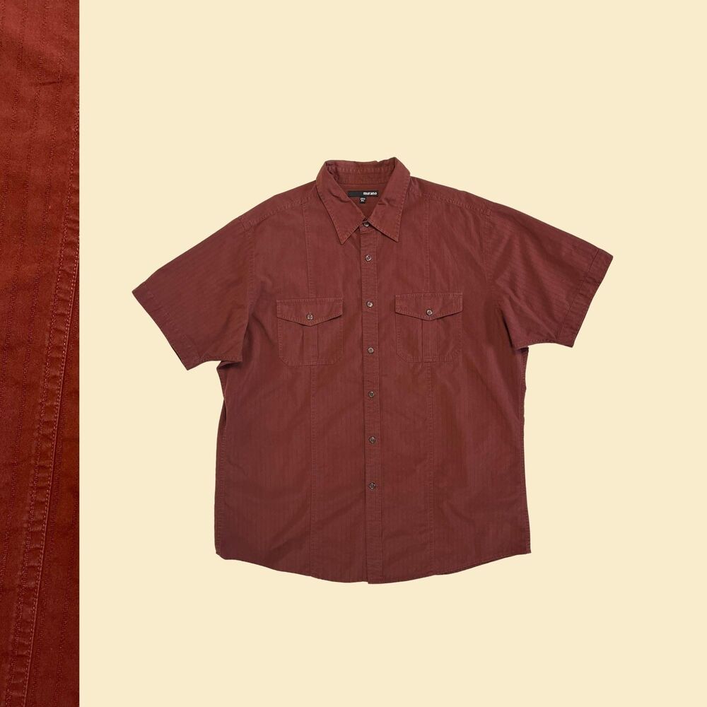 Vintage 90s/Y2K Murano shirt, vintage rust orange/red size XL mens top